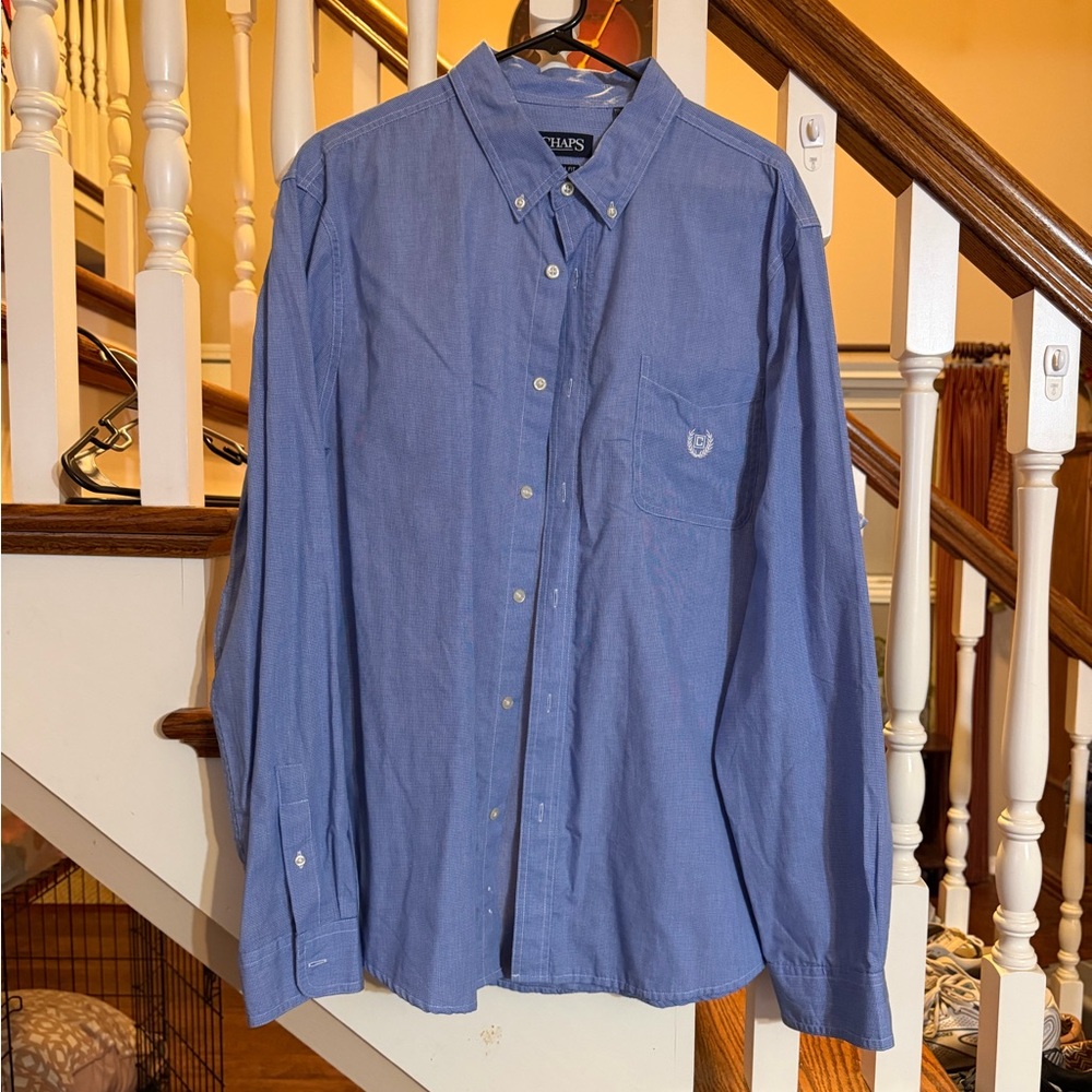 Chaps Classic Blue Casual Button-Down Shirt